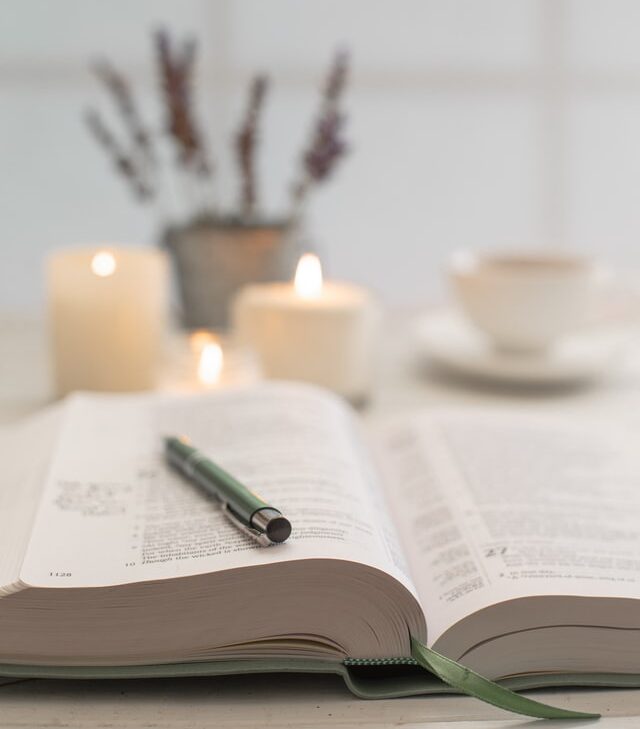 Candles with bible