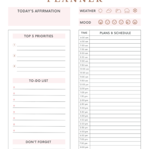 Daily Planner Page, Printable